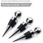 Bouchons en acier inoxydable JETKONG pour bouteilles de vin et de boissons, Design Ball, Jeu de 3 (Argent)