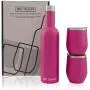 Insulated Bottle and Tumbler Set - Double Walled Stainless Steel 25 Oz Wine Bottle and 2 Pack 12 Oz Insulated Wine Tumbler Tumblers With Lid for Hot or Cold Drinks Travel Wine Glass (Pink)