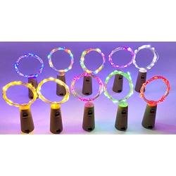 20 LED Wine Bottle Lights with Cork, 6.6ft Silver Wire Cork Lights Battery Operated Fairy Mini String Lights for Liquor Bottles Crafts Party Wedding Halloween Christmas Decor,10 Pack , 9 Color