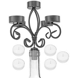 Southern Homewares Wine Bottle Topper Candelabra 5 Tea Light Holder With Candles