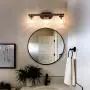 Bathroom Light Fixtures, 3-Light Farmhouse Mason Jar Lights, Rustic Vanity Lights with Black and Shallow Wooden-Grain Finish (21.5” L×5.5” W×8”H) Bathroom Light Fixtures, 3-Light Farmhouse Mason Jar Lights, Rustic Vanity Lights with Black and Shallow Wooden-Grain Finish (21.5” L×5.5” W×8”H)