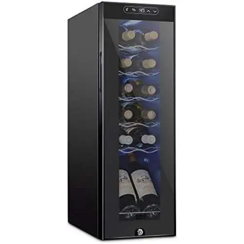Schmecke 12 Bottle Compressor Wine Cooler Refrigerator w/Lock | Large Freestanding Wine Cellar | 41f-64f Digital Temperature Control Wine Fridge For Red, White, Champagne or Sparkling Wine - Black Schmecke 12 Bottle Compressor Wine Cooler Refrigerator w/Lock | Large Freestanding Wine Cellar | 41f-64f Digital Temperature Control Wine Fridge For Red, White, Champagne or Sparkling Wine - Black