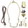 B&P Lamp Brass Plated Finish Table Lamp Wiring Kit With 10 Inch Harp, Push-Thru Socket