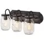 Éclairage Salle de Bain LALUZ, Luminaires en Mason Jar, Éclairage Rustique pour Salle de Bain, Dressing, Bronze Approuvé, L19” x W7.1” x H8.7” Éclairage Salle de Bain LALUZ, Luminaires en Mason Jar, Éclairage Rustique pour Salle de Bain, Dressing, Bronze Approuvé, L19” x W7.1” x H8.7”