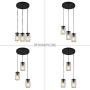 YIINO 3 Lights Mason Jar Pendant Lighting for Kitchen Island, Black Retro Metal Glass Chandelier Light Fixture, Industrial Adjustable Hanging Light Fixture for Dining Room, Foyer, Bar, Cafe