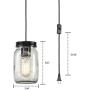 EUL Classic Mason Jar Light Fixture Clear Glass Hanging Lamp Plug-in Pendant Lighting, Oil Rubbed Bronze