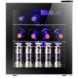 Antarctic Star 1.6cu.ft Wine Cooler/Cabinet Beverage Refrigerator Small Mini Red & White Wine Cellar Beer Soda Clear Front Glass Door Counter Top Bar Fridge Quiet Operation Compressor Adjust Temperature Freestanding Black