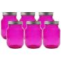 Cornucopia Pink Glass Mason Jars (6-Pack, Pint Size); 16oz Fuchsia Colored Glass Canning and Apothecary Jars