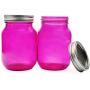 Cornucopia Pink Glass Mason Jars (6-Pack, Pint Size); 16oz Fuchsia Colored Glass Canning and Apothecary Jars