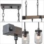 Mason Jar Chandelier, 5-Light Farmhouse Chandelier for Dining Room, 25.5& Rustic Island Lighting with Clear Glass Globes