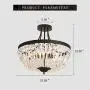 YYJLX 5-Light E26 Crystal Ceiling Light Fixture ,  Modern Semi Flush Mount Chandelier , Pendant Lighting for Living Room Dining Room Kitchen Hallway  Bedroom Laundry Bathroom（Black）