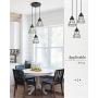 Industrial Pendant Light VICNIE 3-Lights Metal Caged Vintage Hanging Light Fixtures with Seeded Glass Lampshade for Dining Living Room Kitchen