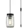 EUL Klassischer Mason Jar Leuchten, Klar Glas Hängeleuchte, Stecker Pendelleuchte, Ölbronze Finish