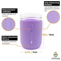 minliving Silicone Mason Jar Protector Sleeve 8oz (Half Pint) Fits Ball, Kerr Regular-Mouth Jars, Kids Cup Holder (Violet, 1) Jar not included previously known as HallGEMs