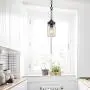 Mini Pendant Lights for Kitchen Island, Mason Jar Lights in Faux Wood Metal Finish, 4 Farmhouse Small Chandelier with Clear Glass Shade Mini Pendant Lights for Kitchen Island, Mason Jar Lights in Faux Wood Metal Finish, 4 Farmhouse Small Chandelier with Clear Glass Shade