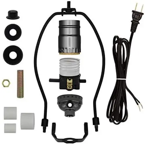 Creative Hobbies Lamp Kit for Liquor Bottles, Wine Bottles - Includes All Adapters and Parts - Black Finish Hardware and Metallic Grey Socket Creative Hobbies Lamp Kit for Liquor Bottles, Wine Bottles - Includes All Adapters and Parts - Black Finish Hardware and Metallic Grey Socket