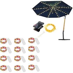 6 Pack 30 LEDs Solar Mason Jar Lids Lights + 12 Pack Fairy Lights Battery Operated 30 Micro LEDs