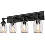 YIINO 4 Lights Bathroom Vanity Light Wall Lighting Fixture, Farmhouse Wall Sconces with Mason Jar Glass Shade for Hallway Lighting Bathroom Kitchen