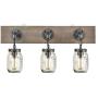 Farmhouse 3 Light Mason Jar Bathroom Vanity Lighting Wood & Glass Wall Lights