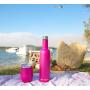 Isolierflasche und Tumbler-Set – Doppelt Wändiger Edelstahl 25 Oz Weinflasche und 2er Pack 12 Oz Isolierte Weinbecher Becher Mit Deckel Für Heiß- oder Kalte Getränke Reise Weinkaraffe (Rosa)