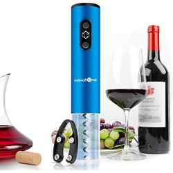 MaMahome Electric Wine Bottle Opener, Wine Openers Kit with Foil Cutter and Wine Pourer Wine Openers Gifts Set for Wine Loves The Best Gift (No Include Battery) (Blue)