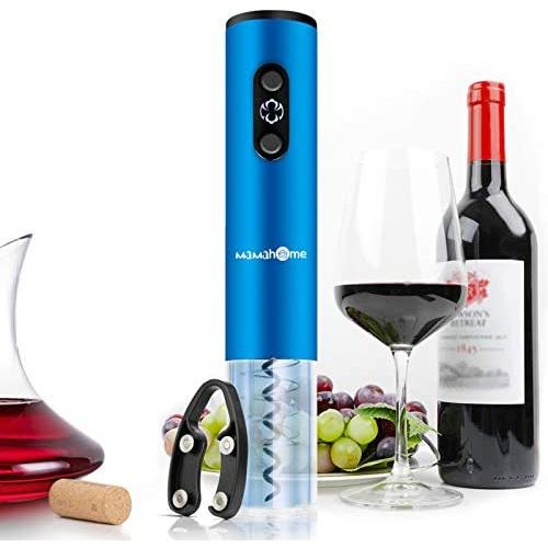 MaMahome Electric Wine Bottle Opener, Wine Openers Kit with Foil Cutter and Wine Pourer Wine Openers Gifts Set for Wine Loves The Best Gift (No Include Battery) (Blue)