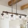 Mason Jar Chandelier, 6-Light Kitchen Island Lighting, 27.5& Farmhouse Chandelier for Dining Room with Glass Shades