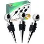 Bouchons en acier inoxydable JETKONG pour bouteilles de vin et de boissons, Design Ball, Jeu de 3 (Argent)