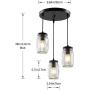 Mason Jar Chandelier Light Fixture Farmhouse Pendant Lighting Semi Flush Mount Ceiling Hanging Light with Glass Shade Chandelier for Kitchen Island Dining Room Hallway