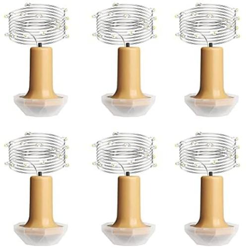 Tatasay Bottle Lights with Cork 2.6ft Silver Wire 9LED Fairy Mini String Light for Liquor Bottles Crafts Party Wedding Decor, 6 Pack