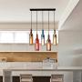 5-licht Vintage Industrieller Farbglas Pendelleuchte, Weinflasendesign Kreatischer Retro Chandelier für Café Loft Restaurant Kücheninsel Bar Esszimmer Bar