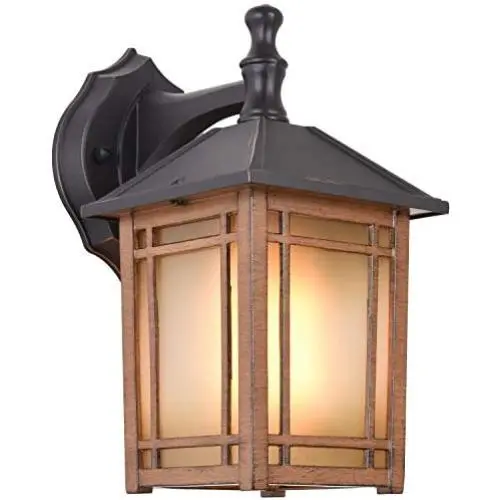 Lanternne Extérieure à 1 Lumineuse en Aluminium Die-Casting avec Verre Artistique, Placage Bois Foncé, Luminaires Muraux pour Porche, Appliques Murales Anti-Rouille Lanternne Extérieure à 1 Lumineuse en Aluminium Die-Casting avec Verre Artistique, Placage Bois Foncé, Luminaires Muraux pour Porche, Appliques Murales Anti-Rouille