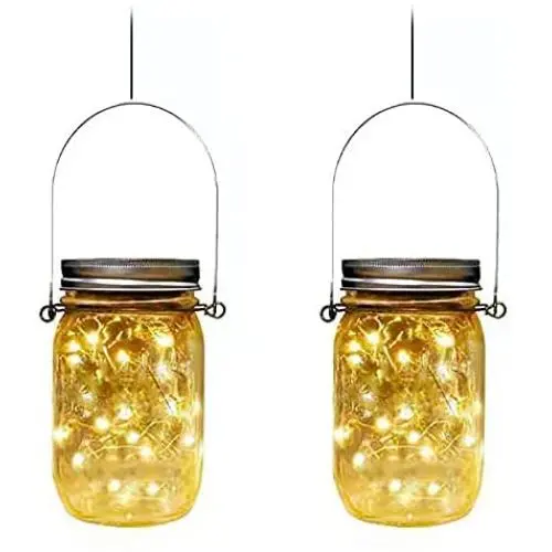 Solar Mason Jar Laternen, Solarbetriebene Laternen für Outdoor Dekoration, 20 LED Hängende Laternen für Garten Dekoration Outdoor Lichter, für Raum, Patio, Garten, Party, Hochzeit, Weihnachten