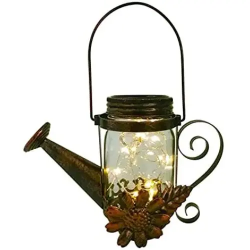 Solar Laterne Outdoor, Hängende Bewässerungsdose Solarbetriebene Lampe mit 20 LEDs Lichtern, IP65 Wasserdicht, Fairy Lights für Garten, Hof, Weg, Rasen, Weihnachtsdekoration Warme Weiß