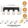 YIINO 4 Lights Bathroom Vanity Light Wall Lighting Fixture, Farmhouse Wall Sconces with Mason Jar Glass Shade for Hallway Lighting Bathroom Kitchen