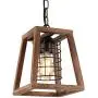 Éclairage suspendu rustique champêtre à une lumière avec abat-jour rond en cage en bois, lustre rétro rustique avec cadre en bois trapézoïdal pour îlot de cuisine salle à manger P0063 Éclairage suspendu rustique champêtre à une lumière avec abat-jour rond en cage en bois, lustre rétro rustique avec cadre en bois trapézoïdal pour îlot de cuisine salle à manger P0063
