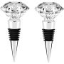 Miuion Decorative Crystal Wine and Beverage Bottle Stopper for Wine,Made of Zinc Alloy and Glass,Reusable Plug with Gift Box,Multi-Option (2pcs Crystal)