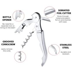 Professional Waiter´s Corkscrew for all Cork Stoppered and Beer Cap Bottles-Stainless Steel Lightweight Corkscrews for Wine Bottles-Set of 1 Wine Opener Used for the Best Waiters