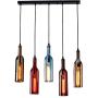 5-licht Vintage Industrieller Farbglas Pendelleuchte, Weinflasendesign Kreatischer Retro Chandelier für Café Loft Restaurant Kücheninsel Bar Esszimmer Bar
