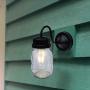 THINKCHANCES Matt Black Metal Wall Mount Bent Tube Light Sconce Fixture for Entryway Porch Patio Work with Wide Mouth Ball Mason Jars