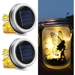 Alritz Solar Mason Jar Lid Lights - 30 LED Warm White Fairy String Lights Lid (Jars Not Included) for Patio Garden Yard Lawn Decor Fit for Regular Mouth Jars