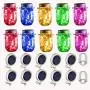 10er Pack Solar Mason Jar Deckellichter, 30 LED, mit 10 Hängern, für Innen- und Außenbereich, Hochzeit, Gartenparty, Partydekoration, Geschenk (Ohne Gläser) (5 Farben)