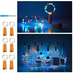 Led Cork Light Wine Bottle Starry Fairy Lights String Lights Battery Operated String Light with 15 Micro Led DIY for Bar Wine Bottle,Bedroom,Parties,Wedding Decor(6 Packs 75cm/2.5ft Multi-Color)