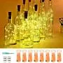 VOKRY Weinvorratsleuchten mit Korken, 20 LED-Batterieleuchten, Mini-Kupferdraht-Leuchten zur individuellen Gestaltung, Party, Weihnachten, Thanksgiving, Hochzeit (Warmweiß, 8er-Pack)