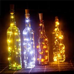 EIISON Spark Wine Bottle Lights,Starry Bottle Lamp Kit, Cork Shape Striping Lights,15-MicroLED, Copper Wire, Battery Light,Rope Lamp,6 Pack (White