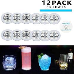 LED Coaster,12 Pack Light Up Coasters,LED Bottle Lights,Bottle Glorifier,LED Sticker Coaster Discs Light Up for Drinks,Flash Light Up Cup Coaster Flashing Shots Light (Cool-White)