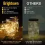 Solar Mason Jar Lights Lids, 10 Pack 30 LED Fairy Lights, Solar Outdoor String Hanging Lights for Mason Jar Décor, Garden Yard Patio Backyard Porch Lawn Decor, Warm White, (Jars Not Included)