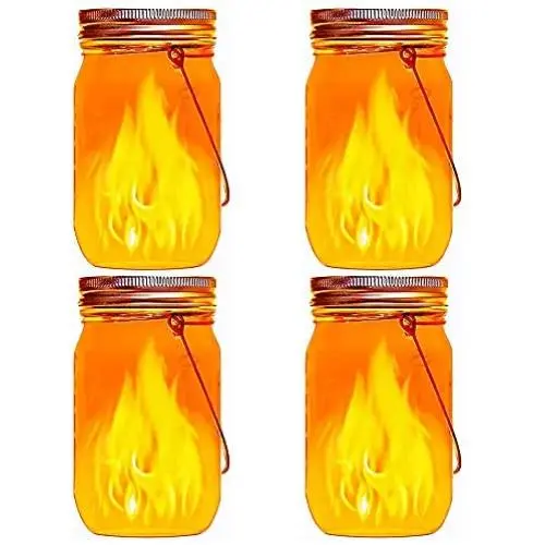 Solar-Marmorschachteln, 4er-Set LED Flammen-Effekt Licht, Solar Laternen für Outdoor Patio Party Garten Hochzeit Weihnachten Dekorationen (Marmorschachten/Griffe enthalten)