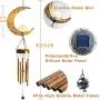 Hanging Garden Solar Lights Wind Chimes Outdoor Retro Brass Metal Moon Crackle Glass Globle Warm LED Moon Lights,Unique Memorial Gift with 5 Metal Tubes for Patio Garden Yard Lawn Decorations - 1 Pack