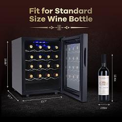 20 Bottle Wine Cooler Refrigerator-Freestanding Wine Cellar for Red, White, Champagne or Sparkling Wine, Quiet Operation Wine Fridge Digital Temperature Control Wine Chiller Glass Door Black